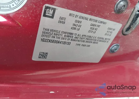 2010 Pontiac G6 from USA, damaged, VIN 1G2ZA5E00A4135133